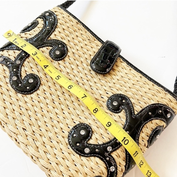 Bringhton Straw Weave with Black and Rhinestone Accents - Picture 3 of 7